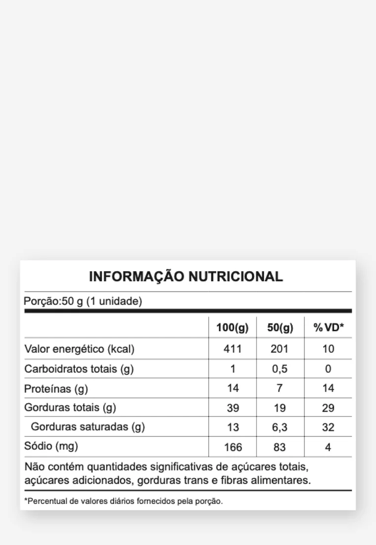Tabela nutricional criada para embalagem de alimento